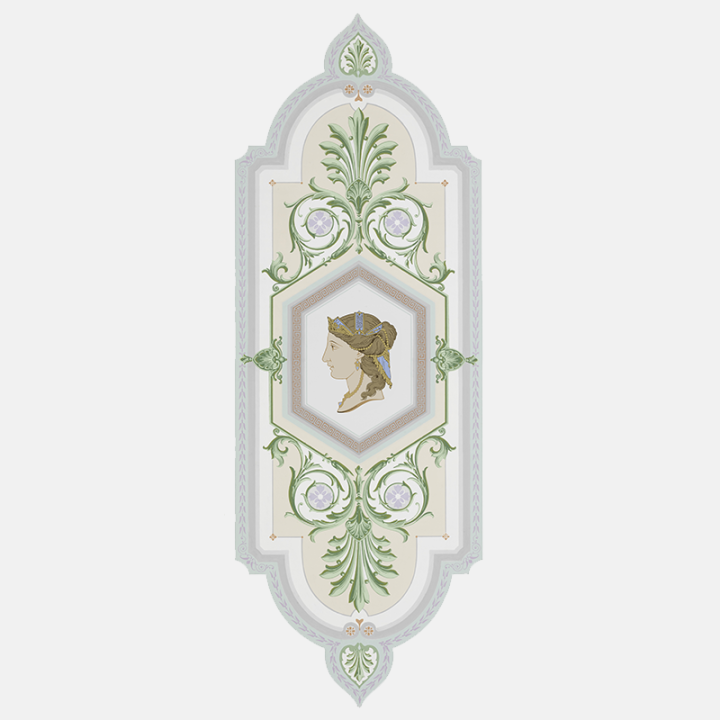 Cameo wallpaper medallion with antique figure looking left