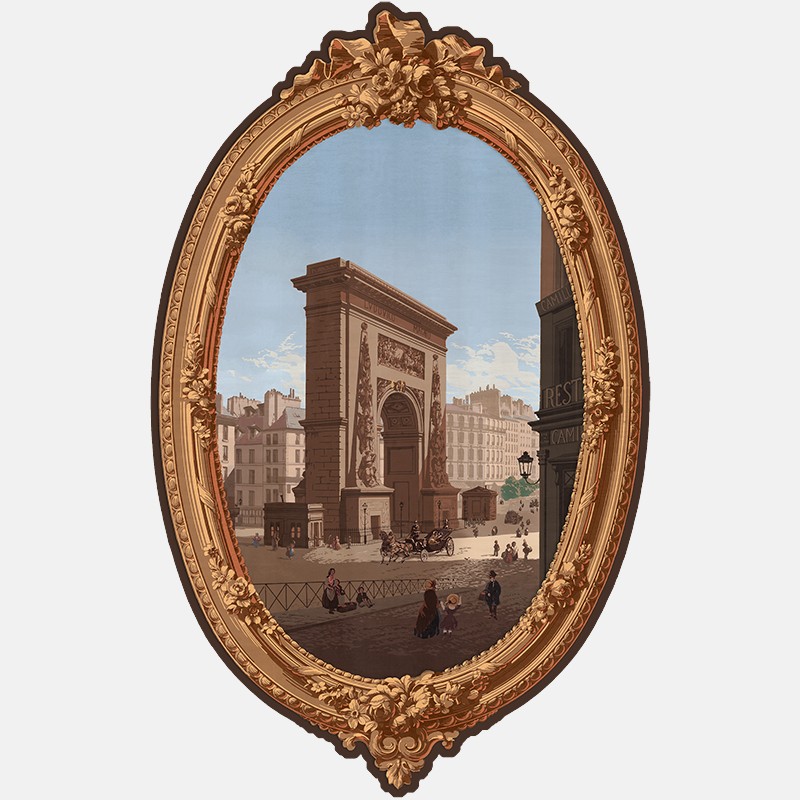 Trompe-l'oeil wallpaper medallion - The Saint-Denis gate