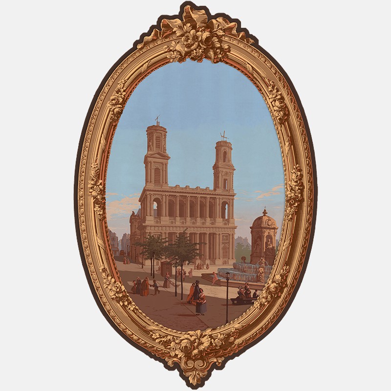 Trompe-l'oeil wallpaper medallion - The Saint-Sulpice church