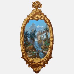 Trompe-l'oeil wallpaper medallion - Winter