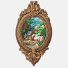 Trompe-l'oeil wallpaper medallion - Flower basket on the ground