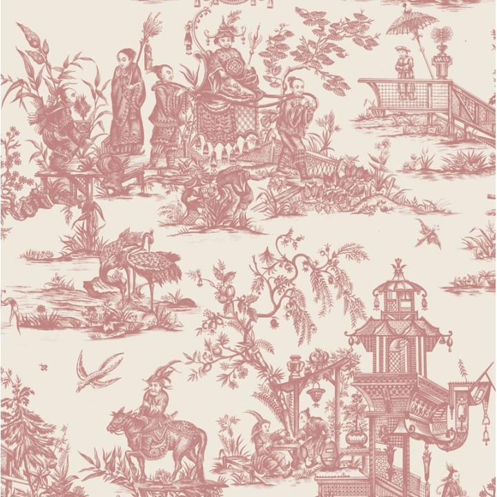 Toile de Jouy Chinese Palanquin Wallpaper