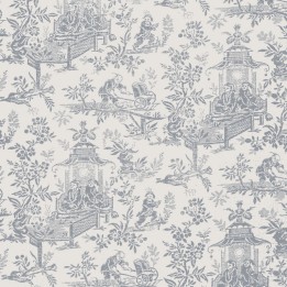 Wallpaper Toile de Jouy - Chinese on the wheelbarrow