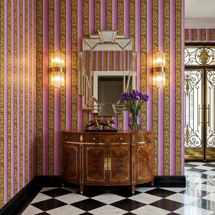Art Deco Stripes and Flowers.