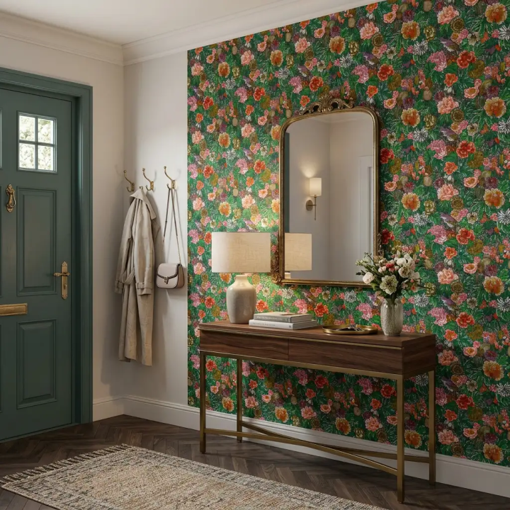 Papier Peint Jardin Mêli-Mélo | Motif Floral et Oiseaux Vintage